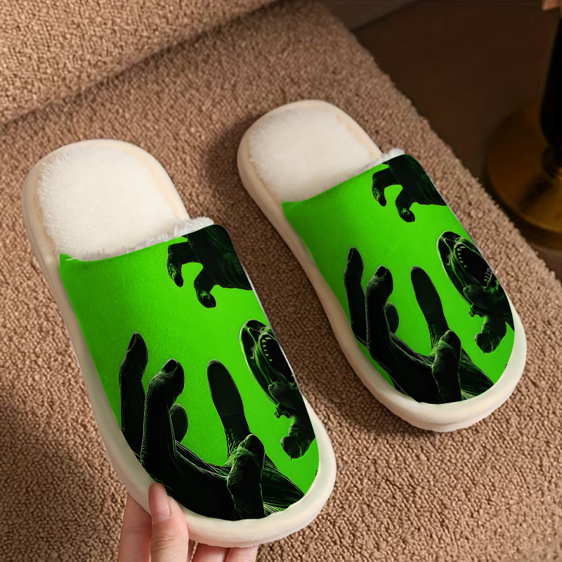 Women'S Shoes Hands Free - Green Zombie Hands Luxury Plush Slippers