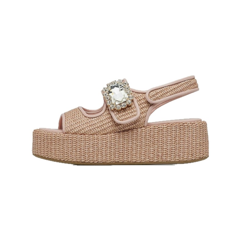 Hemp Woven Thick Soled Sandals - Women'S Shoes Hands Free 评论和价格