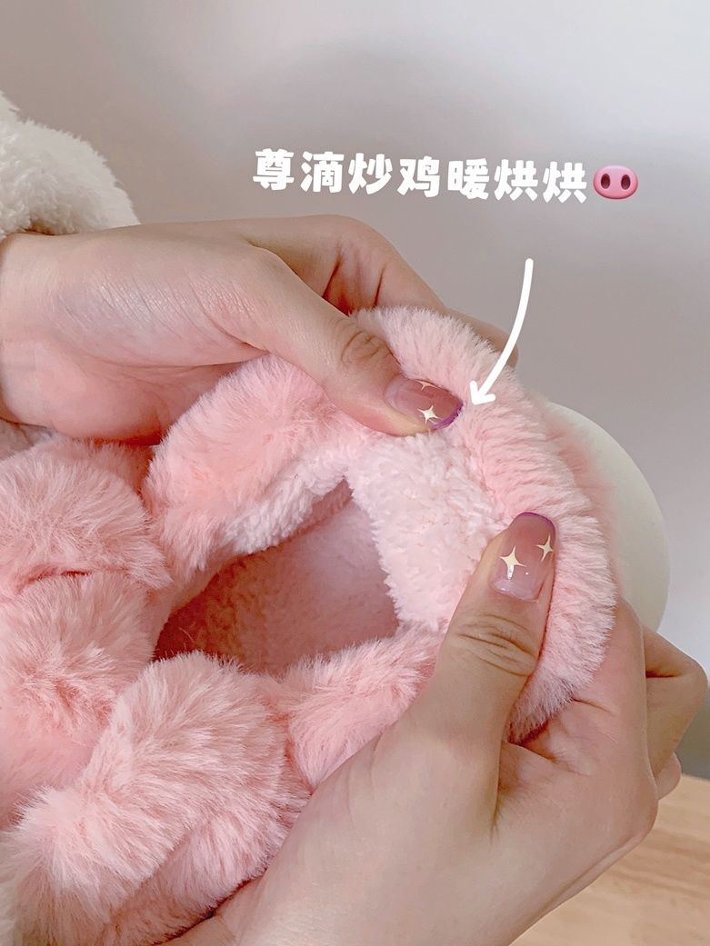 Feerldi Pink Fluffy Pig Slippe - Fluffy Fur Slipper 评论和价格