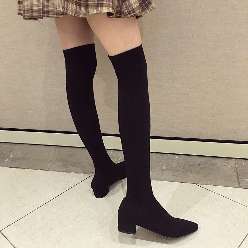 Black Low Heel Shoes Woman Str - Sock Boot Women 评论和价格