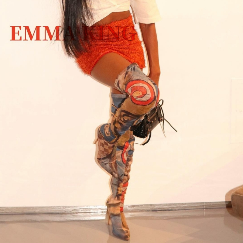 Women's Art Print Thigh High B - Sock Boot Women 评论和价格