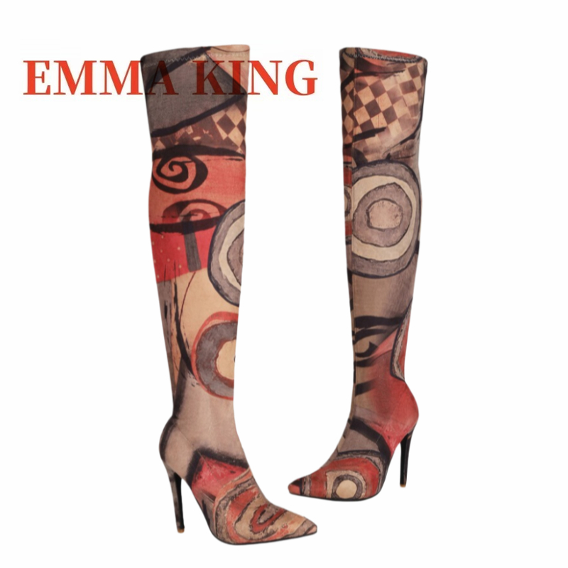 Women's Art Print Thigh High B - Sock Boot Women 评论和价格