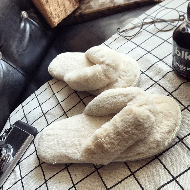 Cross Warm Fluffy Furry Slippe - Fluffy Fur Slipper 评论和价格
