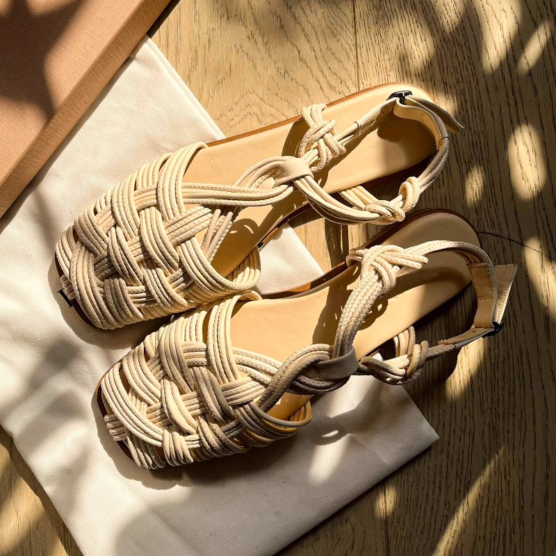 Vintage Hand-woven Flat-bottom - Women'S Shoes Hands Free 评论和价格