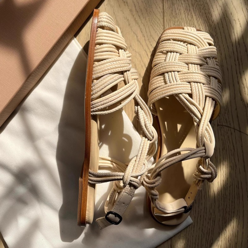 Vintage Hand-woven Flat-bottom - Women'S Shoes Hands Free 评论和价格
